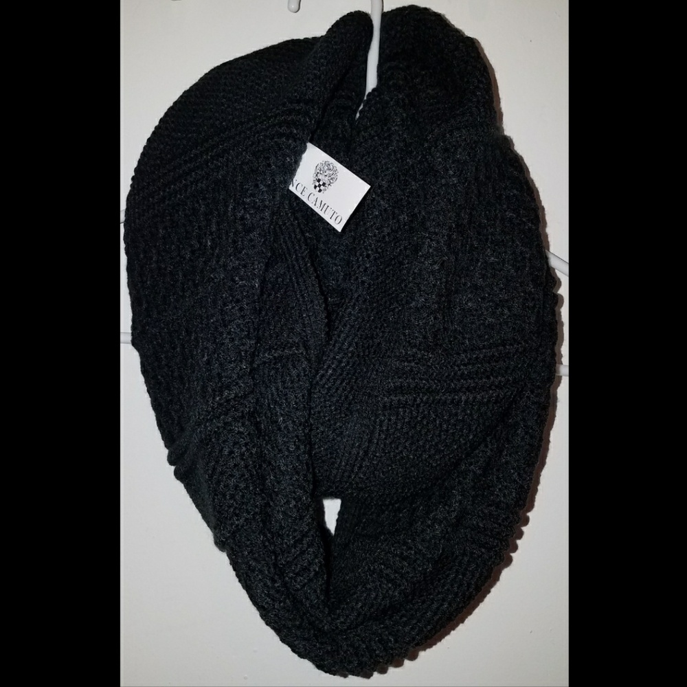 New Vince Camuto Black Infinity Scarf Soft Knit